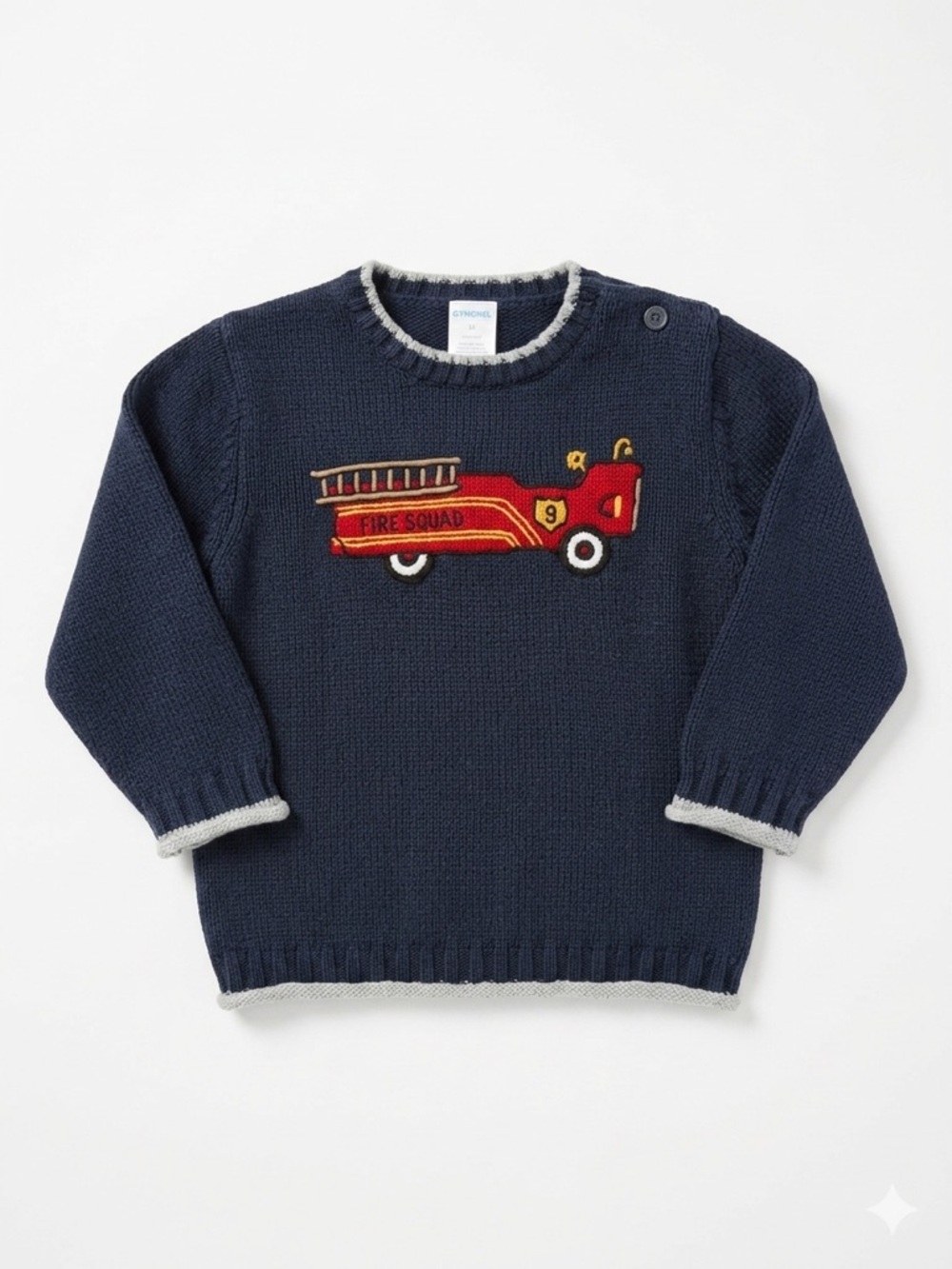 Gymboree Firetruck Navy Knit Sweater with Light Gray Trim Size 2T